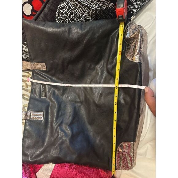 Black leather gold snakeskin Jimmy choo parfums tote bag/purse pocketbook bag - Picture 7 of 7
